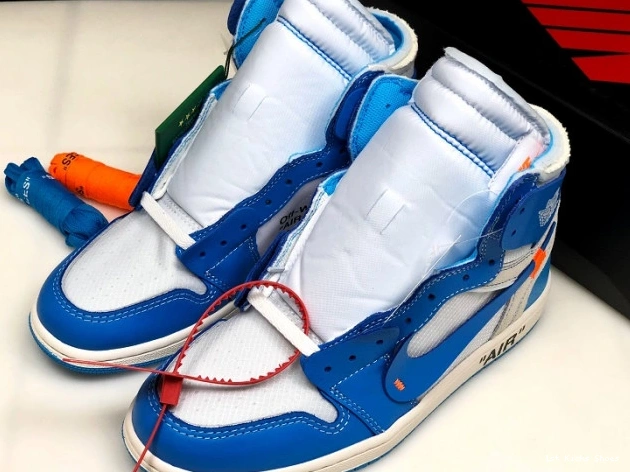 1st Kicks Powder Off-White Jordan 1 Blue Air UNC AQ0818-148 0809